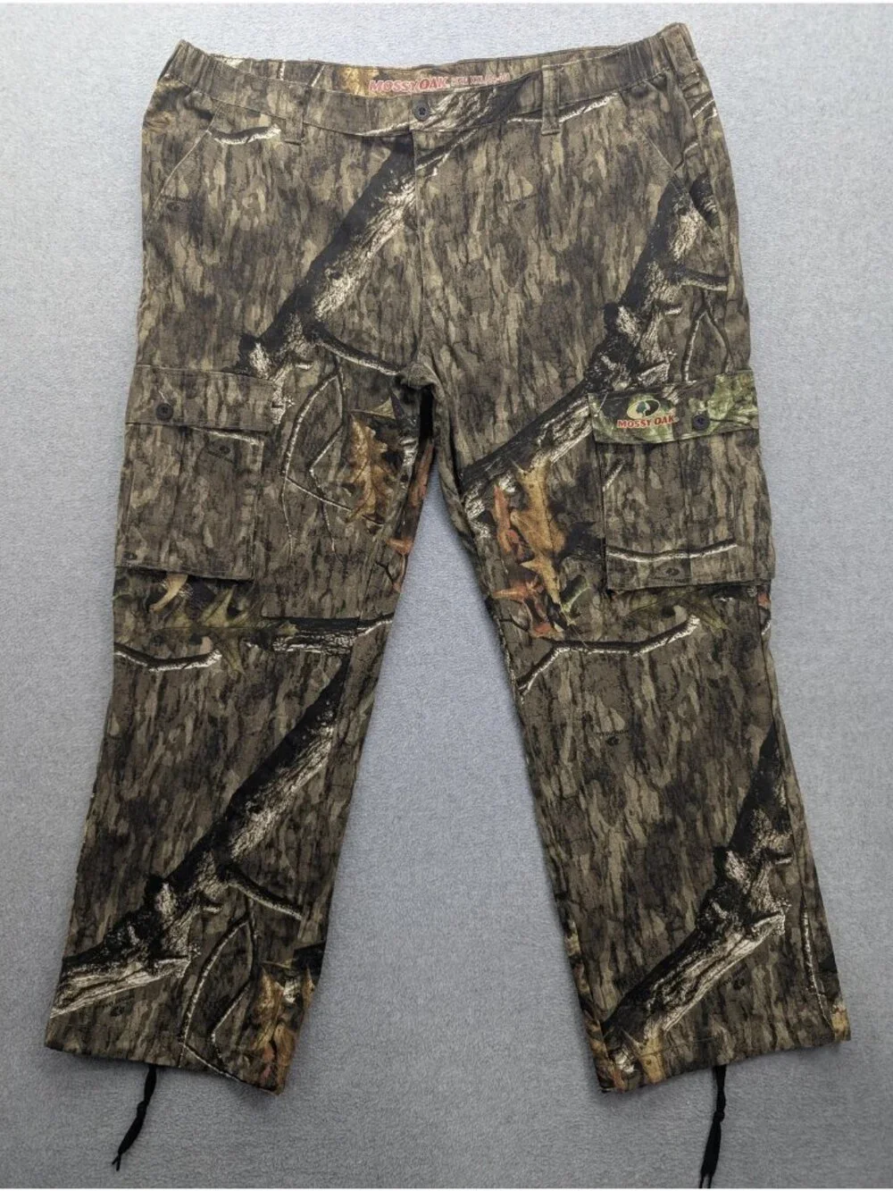 Mossy Oak Cargo Pants Mens 2XL 44-46 Brown Camo Elastic Waist Hunting Outdoor